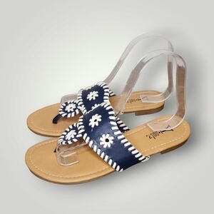 Y Not? Navy and Tan Women's Sandals size 7.5